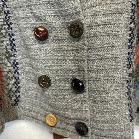 Kerisma Lambswool Gray Multicolor Knit Geometric Print Sweater Shaw Size S/M - Picture 4 of 10